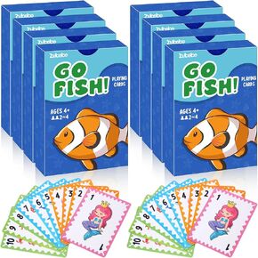 Zubebe 4 Sets Game ، Go Fish ، أوراق لعب الحيوانات ، ألعاب تعليمية لليلة العائلة العائلية ، هدية رائعة لقضاء عطلة عيد الفصح سلة (GO FISH موضوع) in Kuwait