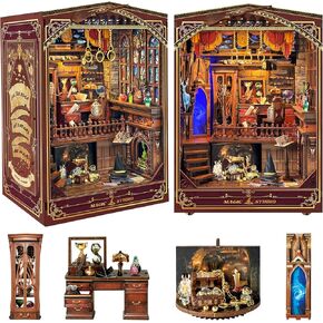 Spilay DIY Book Nook Kit,DIY Dollhouse Booknook Bookshelf Insert Decor Alley,Bookends Model Build kit ,Handmade Crafts Gifts for Birthday Valentine's Day (Lost Ruins with Dust Cover) in Kuwait