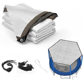 غطاء ظل الترامبولين من Inlisy بطول 14-16 قدمًا و6 أقطاب مقاس كبير، خيمة فقط، غطاء ترامبولين صغير للحماية من الشمس، مظلة ترامبولين سهلة التركيب (فضي، 16 قدم) in Kuwait