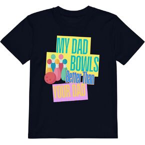 Kids Bowling Shirt, My Dad Bowls Better Than Your Dad Kids T-Shirt, Bowling Design, Presents for Bowling Parents, Children's Sizes Blue in Saudi Arabia
