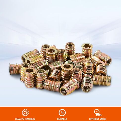 MewuDecor 5/16"-18 حشوات ملولبة للخشب Nutsert الأثاث المسمار في الجوز 25 مم طول محرك سداسي، 25 قطعة in Kuwait