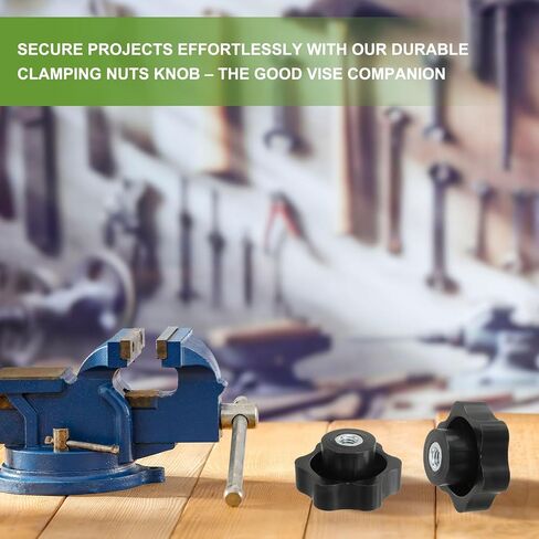 YELARXI لقط المكسرات مقبض بلاستيكي على شكل نجمة نحاسية مقابض مخرشة M5 أنثى رأس مسدس ملولب، قطر رأس 1 بوصة مناسب لآلات مقبض جزازة العشب (20 حزمة، أسود) in Kuwait