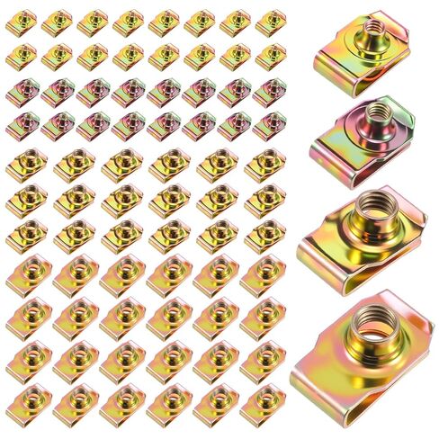 100 PCS U-Clip Nut Set for Auto Car – M4 M5 M6 M8 Assortment Kit (25 Each), Color Zinc Coated Iron, for Dashboard, Door Panel, Bumper & Interior Fastening in Saudi Arabia