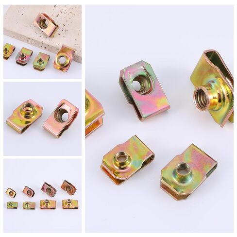 100 PCS U-Clip Nut Set for Auto Car – M4 M5 M6 M8 Assortment Kit (25 Each), Color Zinc Coated Iron, for Dashboard, Door Panel, Bumper & Interior Fastening in Saudi Arabia