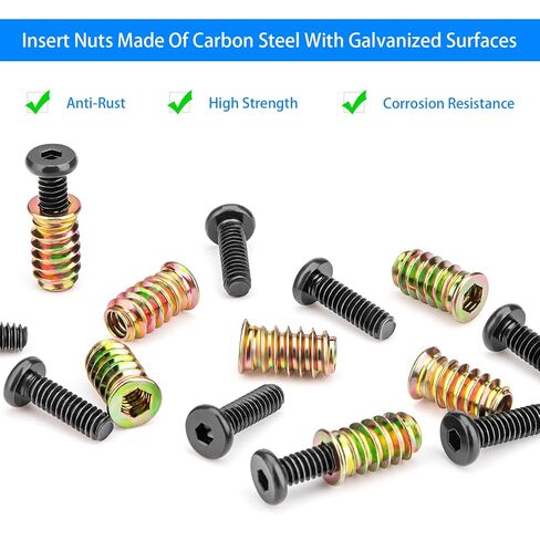 35 مجموعة 1/4-20 إدراجات مترابطة للخشب - 19/32 طول إدراجات شديدة التحمل مع مفتاح سداسي (تتضمن 35 قطعة 1/4-20 × 3/4 بوصة و2 قطعة مفتاح سداسي) in Saudi Arabia