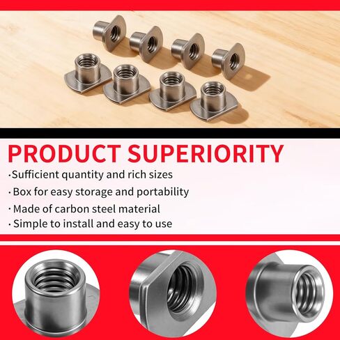 30Pcs Weld Nuts Set,T-Shaped Weld Nuts Kit,3/8 in,5/16 in,1/4 in Tab Base UNC Carbon Steel Machine Screw,T-Nuts 2 and 4 Projection Base for Furniture,Vehicles,Caster and Industry Machine in Kuwait