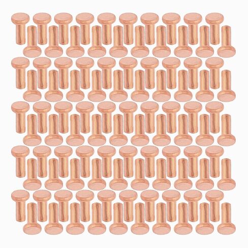 Virello 100Pcs M2.5x5mm Flat Head Copper Solid Rivets for Electrical Applications, Leather Working, Belts, Wallets and Repairs in Saudi Arabia
