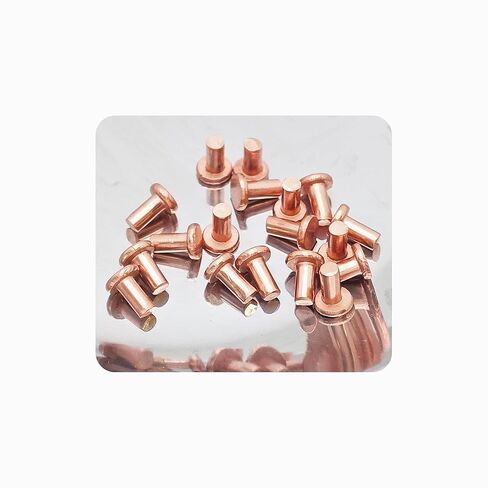 Virello 100Pcs M2.5x5mm Flat Head Copper Solid Rivets for Electrical Applications, Leather Working, Belts, Wallets and Repairs in Saudi Arabia