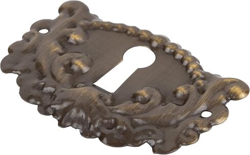 Victorian Stamped Brass Decorative Keyhole Cover | 1-7/8" W x 1-1/4" H | Keyhole Escutcheon Plate for Cabinet Door, Dresser Drawers, Desk | Antique, Modern Furniture Hardware | UA-83AB in Saudi Arabia