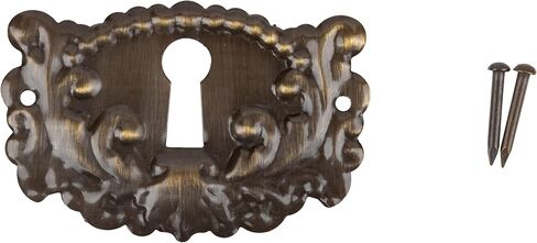 Victorian Stamped Brass Decorative Keyhole Cover | 1-7/8" W x 1-1/4" H | Keyhole Escutcheon Plate for Cabinet Door, Dresser Drawers, Desk | Antique, Modern Furniture Hardware | UA-83AB in Saudi Arabia