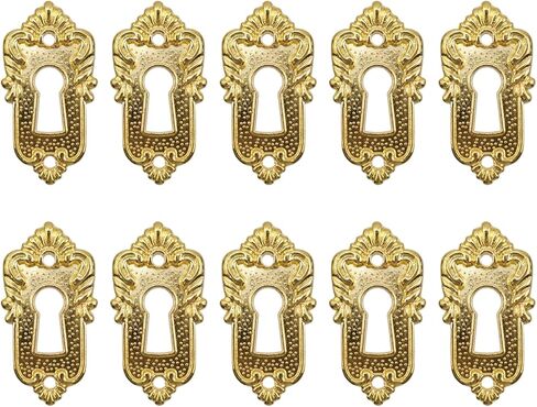 T Tulead 10 Pcs Keyhole Cover Plate Antique Brass Decorative 1-4/5"L x 1"W Keyhole Cover for Cabinet Door,Dresser Drawers,Desk,Copper in Saudi Arabia