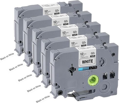 5 Pack Tz 18mm 0.7" Laminated Label Tape Compatible for Brother Tze-141 Tze-441 Tze-541 Tze-641 Tze-741 P Touch Tze 3/4 Inch Tape for PTD410 PTD400 PTD610BT PTD600 PTP750W PTP710BT in Kuwait