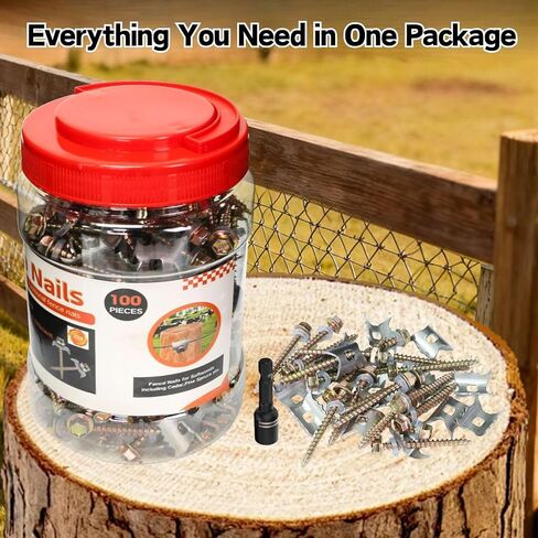 100 PCS Fence Staples–304 Stainless Steel Fence Nails for Softwood Reusable Fasteners Wire Fencing Screws for Mesh/Woven Wire, Quick Power Drill Installation – Ideal for Farms, Gardens & Outdoor Use in Saudi Arabia