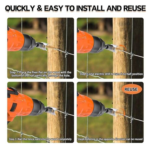 100 PCS Fence Staples–304 Stainless Steel Fence Nails for Softwood Reusable Fasteners Wire Fencing Screws for Mesh/Woven Wire, Quick Power Drill Installation – Ideal for Farms, Gardens & Outdoor Use in Saudi Arabia
