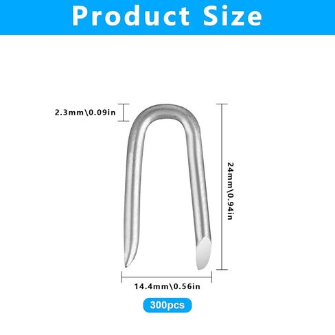 300 pcsWire Staples, Fence Stapless, Steel U Nails for Fencing, U Shaped Wire Nails, Galvanized Barbed Wire Fencing Staples Fasteners for Wood Garden Barbed Chicken Wires Hardware in Saudi Arabia