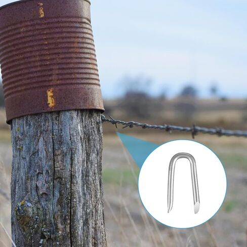 300 pcsWire Staples, Fence Stapless, Steel U Nails for Fencing, U Shaped Wire Nails, Galvanized Barbed Wire Fencing Staples Fasteners for Wood Garden Barbed Chicken Wires Hardware in Saudi Arabia