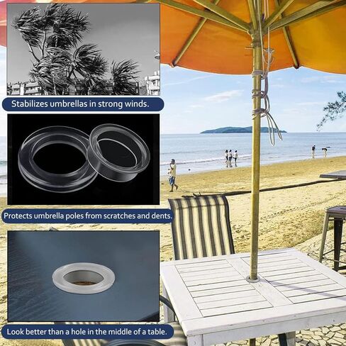 2-Pack Transparent Silicone Patio Umbrella Hole Ring and Cap Kit - Retaining Washers for Outdoor Table, Umbrella, Deck, Furniture Hardware in Saudi Arabia