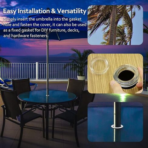 2-Pack Transparent Silicone Patio Umbrella Hole Ring and Cap Kit - Retaining Washers for Outdoor Table, Umbrella, Deck, Furniture Hardware in Saudi Arabia
