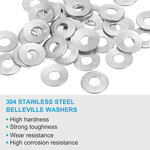 304 Stainless Steel Flat Washers, 100 Pack M3x8mm Belleville Spring Disc Washer Conical Knurled Metric Gasket for Automotive Industrial Construction in Saudi Arabia