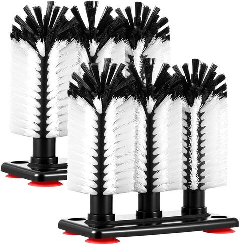 بيرسي إيفي 2 حزمة فرشاة تنظيف زجاجات المياه مع قاعدة الشفط 3 شريط شعيرات غسالة زجاجية لفرشاة غسل كوب البيرة كوب النبيذ الزجاجي القهوة 7.28 × 3.74 × 7.48 بوصة in Kuwait