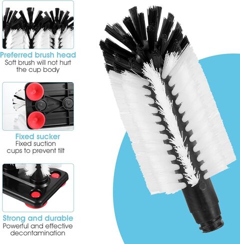 بيرسي إيفي 2 حزمة فرشاة تنظيف زجاجات المياه مع قاعدة الشفط 3 شريط شعيرات غسالة زجاجية لفرشاة غسل كوب البيرة كوب النبيذ الزجاجي القهوة 7.28 × 3.74 × 7.48 بوصة in Kuwait