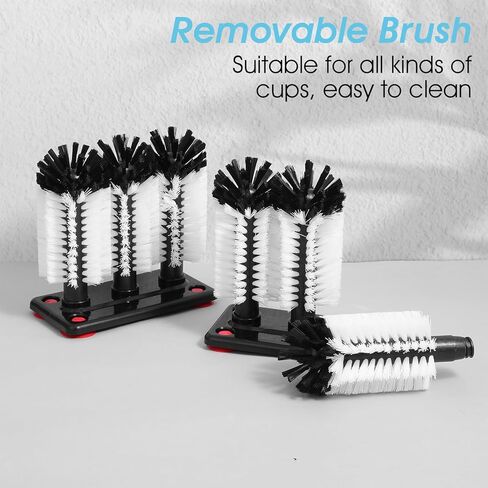 بيرسي إيفي 2 حزمة فرشاة تنظيف زجاجات المياه مع قاعدة الشفط 3 شريط شعيرات غسالة زجاجية لفرشاة غسل كوب البيرة كوب النبيذ الزجاجي القهوة 7.28 × 3.74 × 7.48 بوصة in Kuwait