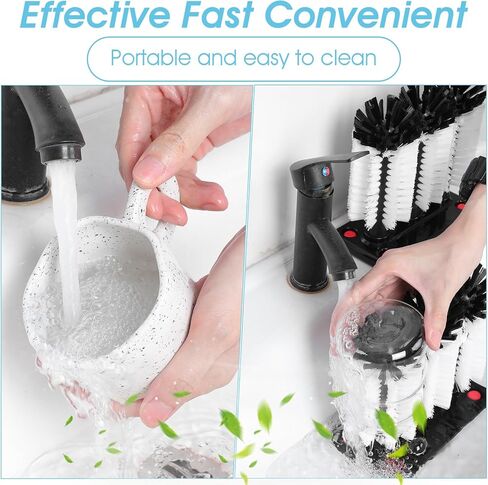 بيرسي إيفي 2 حزمة فرشاة تنظيف زجاجات المياه مع قاعدة الشفط 3 شريط شعيرات غسالة زجاجية لفرشاة غسل كوب البيرة كوب النبيذ الزجاجي القهوة 7.28 × 3.74 × 7.48 بوصة in Kuwait