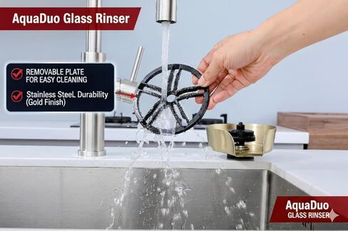 Aquatiq AquaDuo Glass Rinser and Kitchen Sink Sprayer Combo, Stainless Steel Cup Washer, Cup Cleaner for Sink, Bar Glass Rinser, Bottle Washer Sink Attachment, Glass Cleaner for Sink in Saudi Arabia