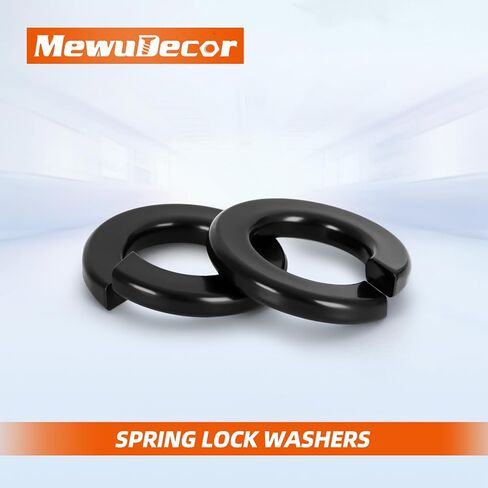 MewuDecor 1/4 بوصة غسالة قفل زنبركي، ستانلس ستيل 18-8 (304)، لمسة نهائية سوداء، 100 قطعة in Kuwait
