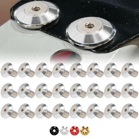 Rolling Gears 24-Piece M6 x 24mm Anodized Aluminum Tapered Washer Kit for Widebody, Fender Flares, Bumper, Mud Flaps, Engine Bay Dress-Up (Silver) in Saudi Arabia