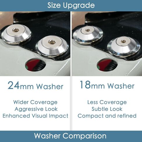Rolling Gears 24-Piece M6 x 24mm Anodized Aluminum Tapered Washer Kit for Widebody, Fender Flares, Bumper, Mud Flaps, Engine Bay Dress-Up (Silver) in Saudi Arabia