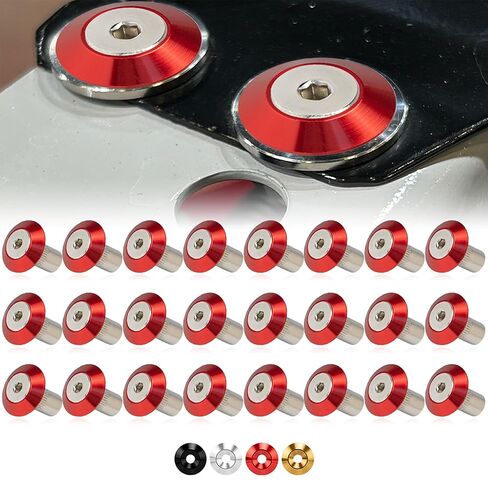 Rolling Gears 24-Piece M6 x 24mm Anodized Aluminum Tapered Washer Kit for Widebody, Fender Flares, Bumper, Mud Flaps, Engine Bay Dress-Up (Silver) in Saudi Arabia