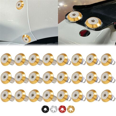 Rolling Gears 24-Piece M6 x 24mm Anodized Aluminum Tapered Washer Kit for Widebody, Fender Flares, Bumper, Mud Flaps, Engine Bay Dress-Up (Silver) in Saudi Arabia