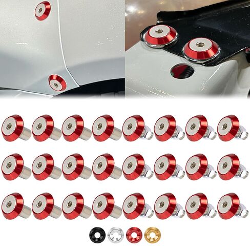 Rolling Gears 24-Piece M6 x 24mm Anodized Aluminum Tapered Washer Kit for Widebody, Fender Flares, Bumper, Mud Flaps, Engine Bay Dress-Up (Silver) in Saudi Arabia