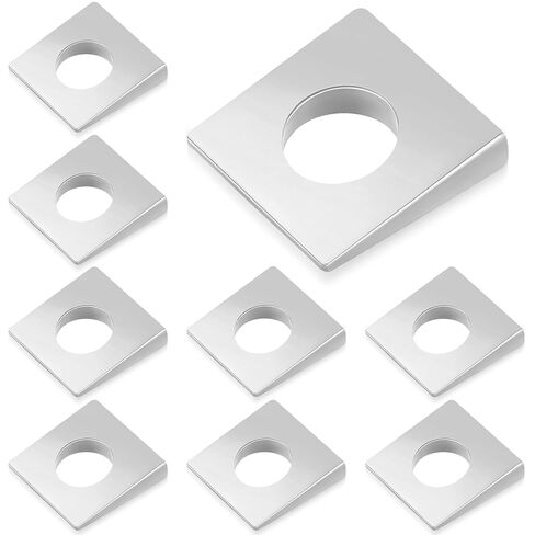 Blulu 10 Pcs 3/8'' Square Beveled Washer, 7/8'' x 7/8'' Wedge Washers Metal Shims for Leveling Carbon Steel Galvanized 2mm to 6.6mm Thick for Shim Leveling in Saudi Arabia