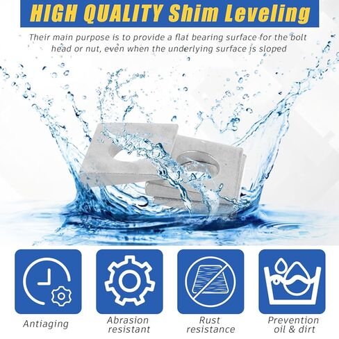 Blulu 10 Pcs 3/8'' Square Beveled Washer, 7/8'' x 7/8'' Wedge Washers Metal Shims for Leveling Carbon Steel Galvanized 2mm to 6.6mm Thick for Shim Leveling in Saudi Arabia