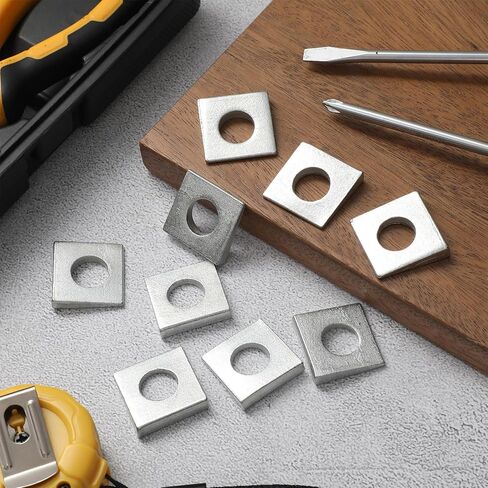 Blulu 10 Pcs 3/8'' Square Beveled Washer, 7/8'' x 7/8'' Wedge Washers Metal Shims for Leveling Carbon Steel Galvanized 2mm to 6.6mm Thick for Shim Leveling in Saudi Arabia