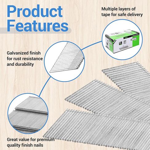 meite 15 Gauge Angled Finish Nails, 1-1/2-Inch 34 Degree DA Series Galvanized Finishing Nails for Nailer Guns - Perfect for Window Trim, Cabinet Building and Other DIY Projects (2,000 Counts) in Saudi Arabia