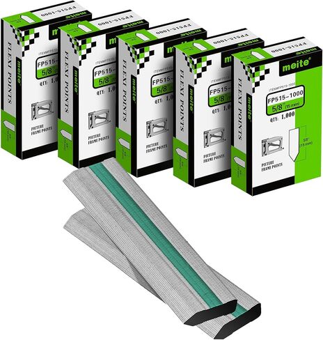 meite Flexible Points, 5/8" (15 mm) Picture Frame Point Nails Refill (1000PCS) for Point Driver, Ideal for Photo Frame Panels and Artwork Fixation in Saudi Arabia