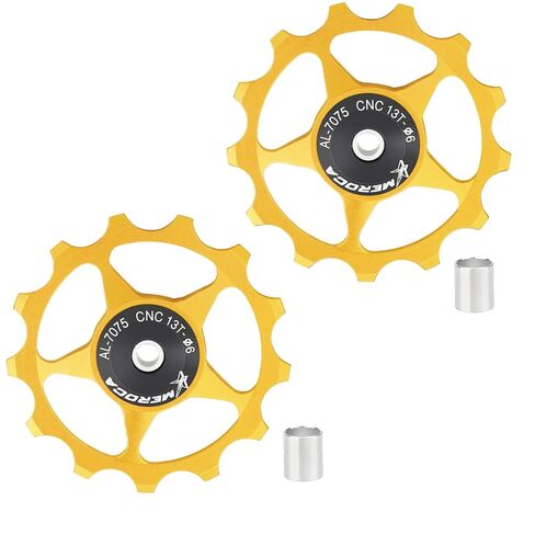 2pcs 13t دراجة Derailleur بكرة الفارس عجلات ألومنيوم سبائك دليل العجلة الدليل الدليل على دلي in Kuwait