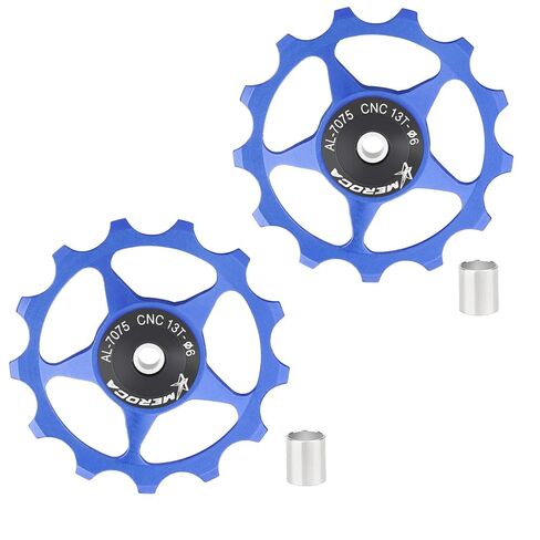 2pcs 13t دراجة Derailleur بكرة الفارس عجلات ألومنيوم سبائك دليل العجلة الدليل الدليل على دلي in Kuwait