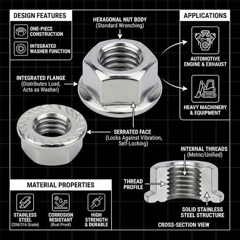 NACX M3 x 0.5mm Serrated Flange Hex Lock Nuts Flanged Locknuts, 304 Stainless Steel, 150Pcs in Saudi Arabia