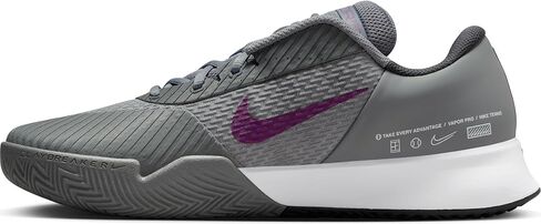 Nike Air Zoom Vapor Pro 2 Men's Clay Tennis Shoes (DV2020-006, Smoke Grey/Dark Smoke Grey/Black/Sangria) in Saudi Arabia