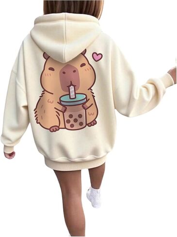 RoseSeek Girl's Animal Graphic Hoodie Long Sleeve Pullover Oversize Sweatshirt Cute Tops in Saudi Arabia