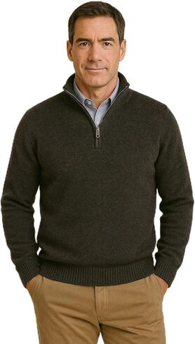 JENNIE LIU Men's 100% Cashmere Quarter Zip Sweater | Ultra-Soft, Breathable Knit for Golf & Cold Weather in Saudi Arabia