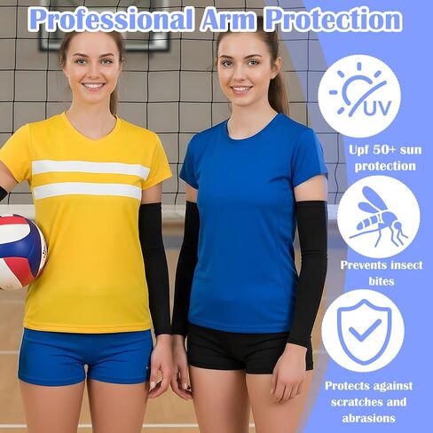 Telooco Volleyball Arm Sleeves Youth Girls Black Compression Sleeve Volleyball Arm Pads for Women Teen Girls Kids (M) in Saudi Arabia