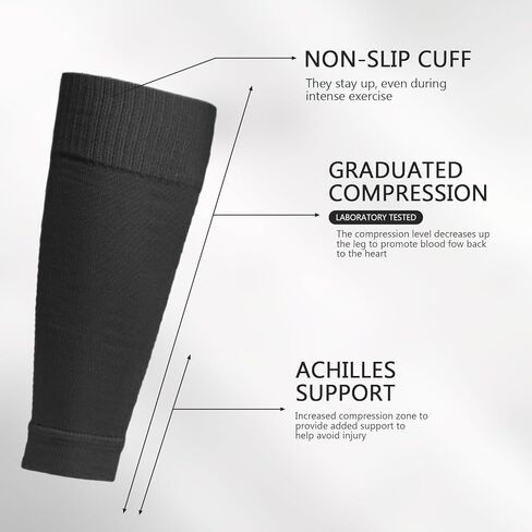 3 أزواج من الأكمام الضاغطة على ربلة الساق، جوارب ضغط بدون قدم، تأتي مع 3 أزواج من الأكمام، مناسبة للعدائين ولاعبي كرة القدم وراكبي الدراجات للجنسين (أسود، أبيض، برتقالي، مقاس واحد) in Kuwait