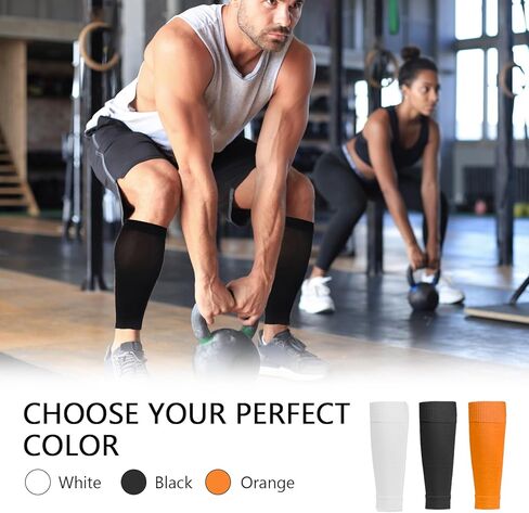 3 أزواج من الأكمام الضاغطة على ربلة الساق، جوارب ضغط بدون قدم، تأتي مع 3 أزواج من الأكمام، مناسبة للعدائين ولاعبي كرة القدم وراكبي الدراجات للجنسين (أسود، أبيض، برتقالي، مقاس واحد) in Kuwait