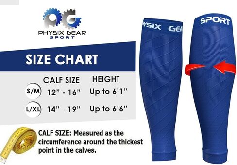 أكمام ضاغطة للساق من Physix Gear - دعم جبيرة الساق للجري، أداء معزز وراحة للرجال والنساء in Saudi Arabia