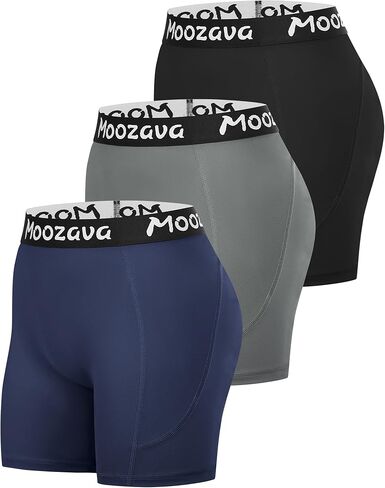 Moozava 5 بوصات شورت نسائي للكرة الطائرة من الألياف اللدنة 3 قطع شورت رياضي مضغوط للتمرين والجري وصالة الألعاب الرياضية واليوجا وركوب الدراجات والرقص in Kuwait